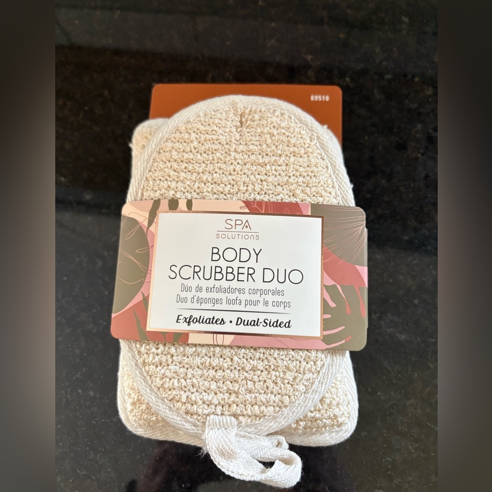 Body Scrubber Duo - Cream Exfoliating Dual-Sided Loofah